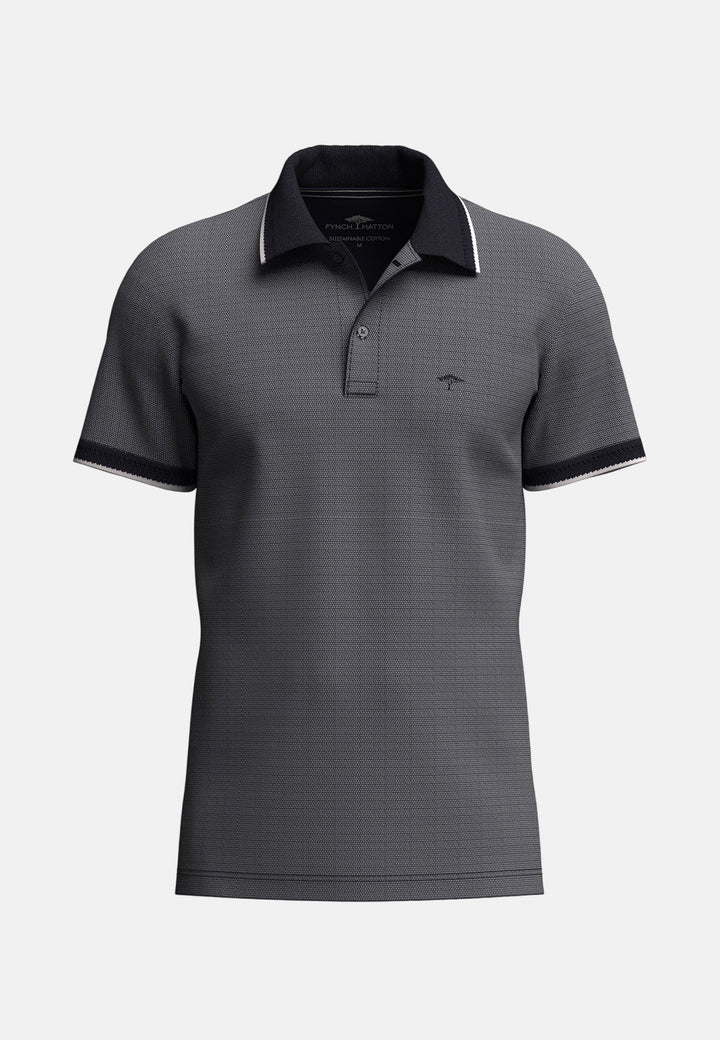 Fynch - Hatton Two - Tone Pique Polo Shirt Navy - 16031904-685-M - fynch - hatton.co.uk
