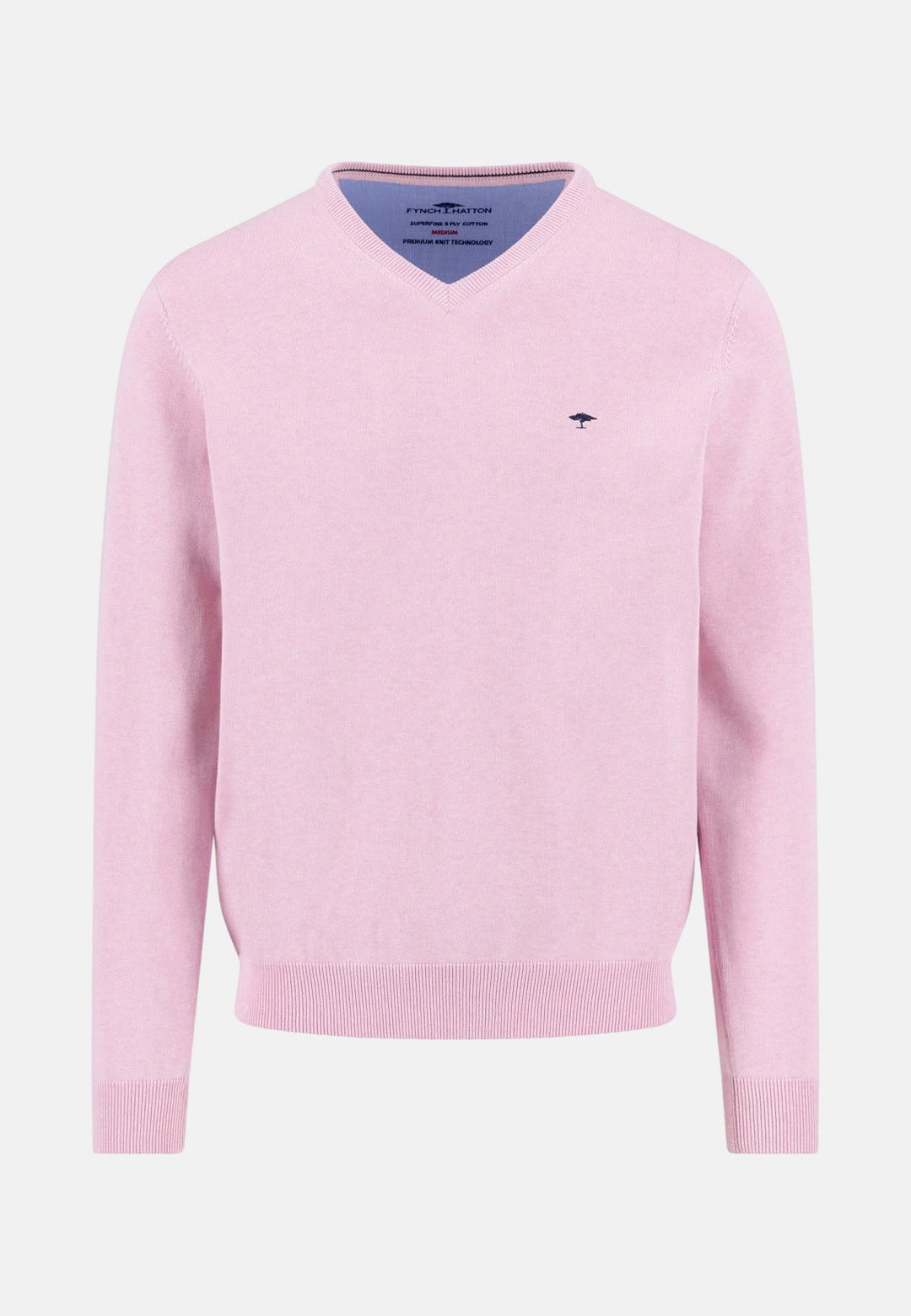 Fynch - Hatton V - Neck Fine Knit Cotton Sweater Magnolia - 1613211-464-M - fynch - hatton.co.uk