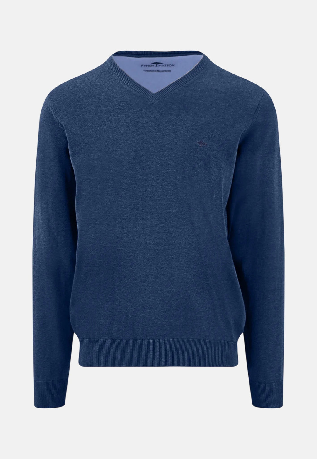 Fynch - Hatton V - Neck Fine Knit Cotton Sweater Midnight - 1613211-672-M - fynch - hatton.co.uk