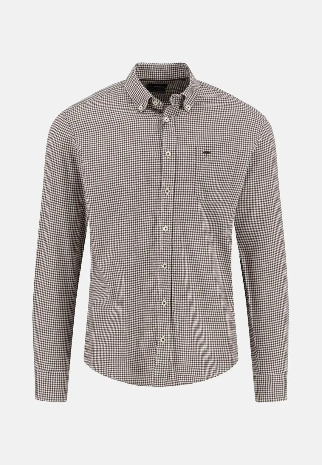 Fynch - Hatton Vichy Check Flannel Shirt Dark Chocolate - 15115780-861-S - fynch - hatton.co.uk