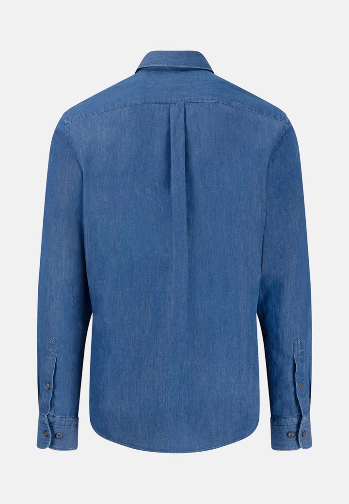 Fynch - Hatton Washed Denim Button Down Shirt Misty Blue - 16028030-638-M - fynch - hatton.co.uk