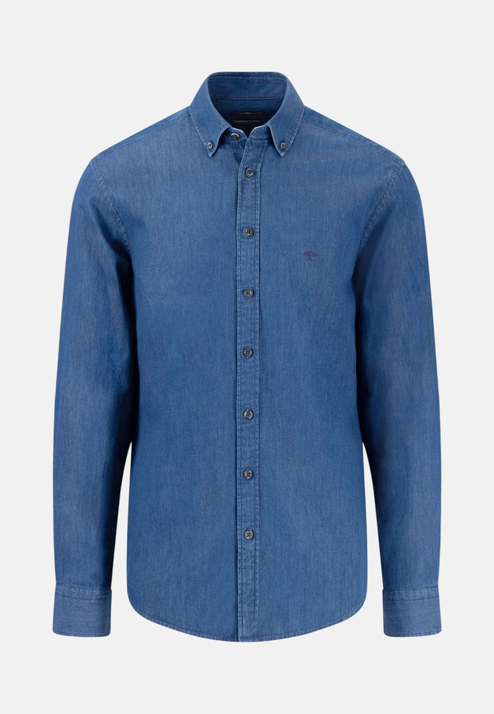 Fynch - Hatton Washed Denim Button Down Shirt Misty Blue - 16028030-638-M - fynch - hatton.co.uk