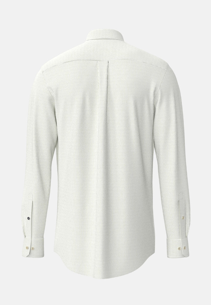 Fynch - Hatton Washed Oxford Bengal Stripe Button Down Shirt Avocado - 16138320-740-M - fynch - hatton.co.uk