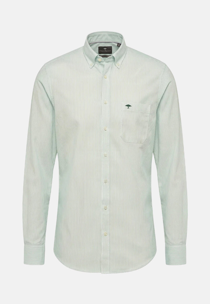 Fynch - Hatton Washed Oxford Bengal Stripe Button Down Shirt Mint - 16138320-744-M - fynch - hatton.co.uk
