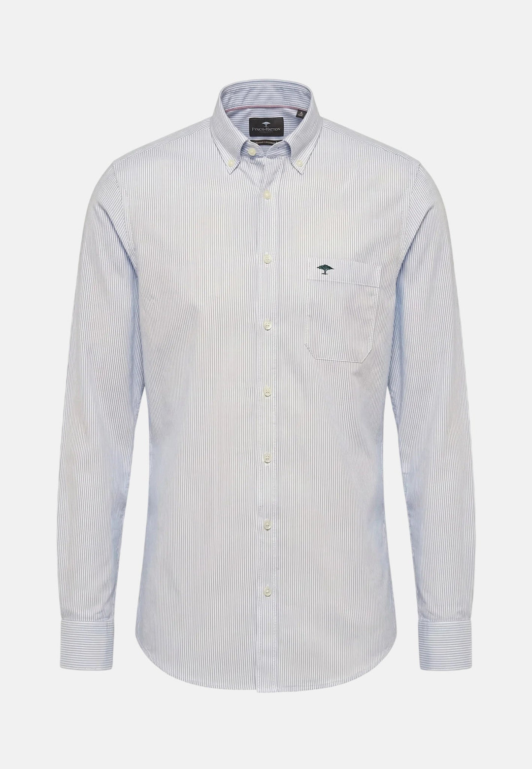 Fynch - Hatton Washed Oxford Bengal Stripe Button Down Shirt New Breeze - 16138320-653-M - fynch - hatton.co.uk