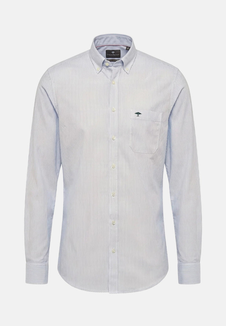 Fynch - Hatton Washed Oxford Bengal Stripe Button Down Shirt New Breeze - 16138320-653-M - fynch - hatton.co.uk
