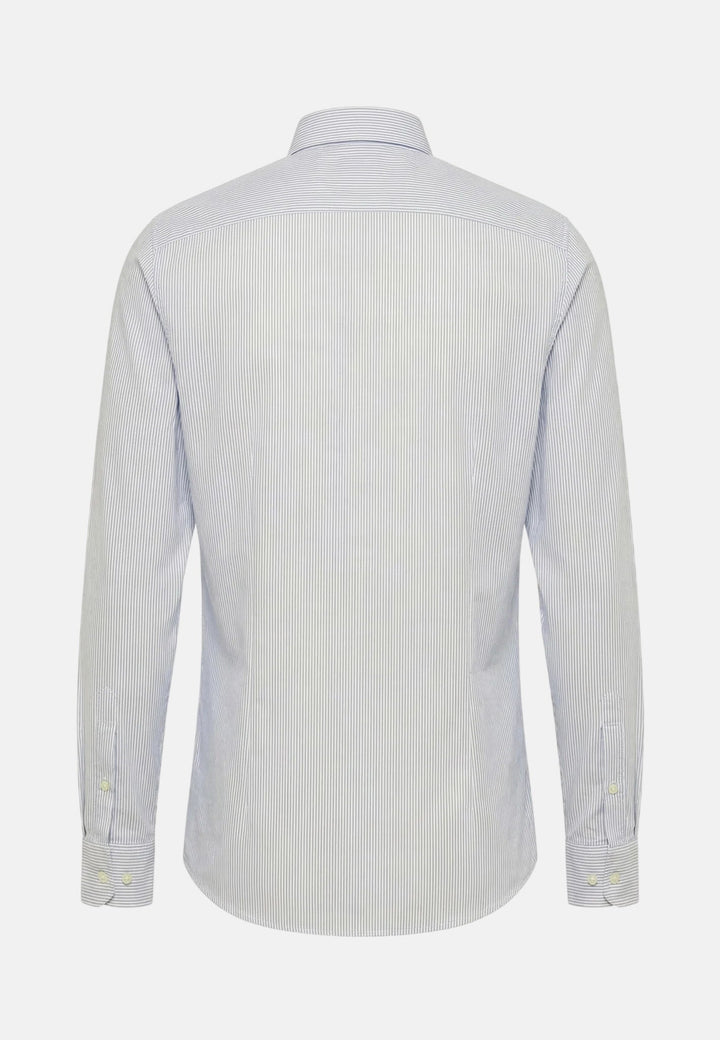 Fynch - Hatton Washed Oxford Bengal Stripe Button Down Shirt New Breeze - 16138320-653-M - fynch - hatton.co.uk