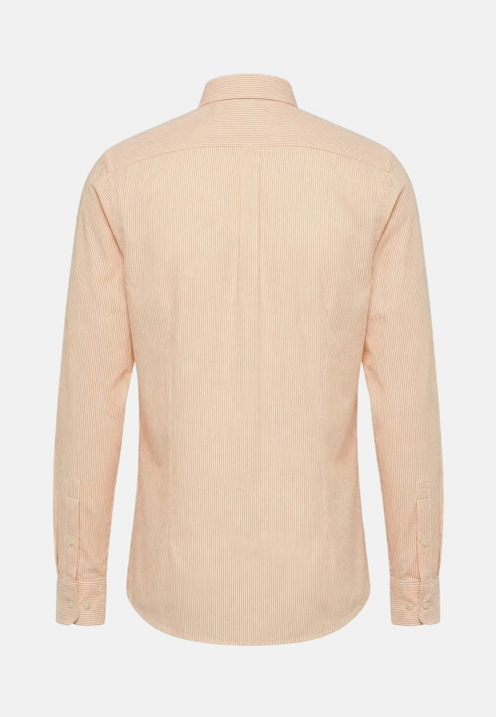 Fynch - Hatton Washed Oxford Bengal Stripe Button Down Shirt Tangerine - 16138320-212-M - fynch - hatton.co.uk