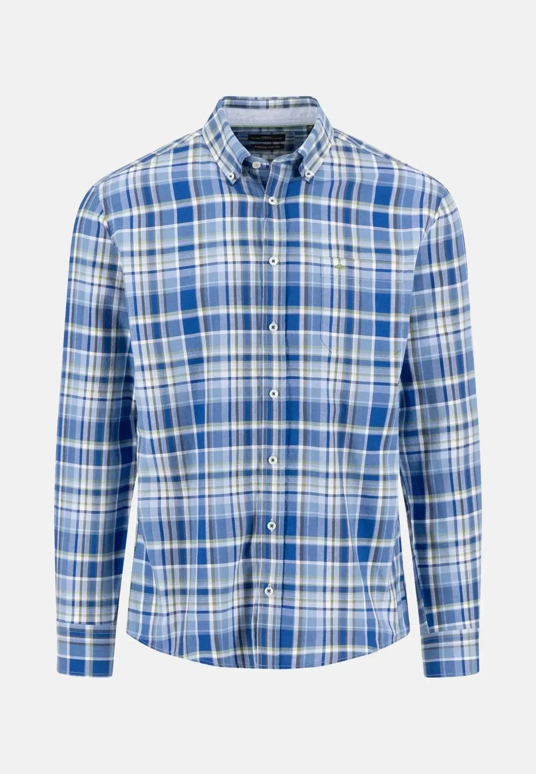 Fynch - Hatton Washed Oxford Button Down Check Shirt Harbour Blue - 15125700-654-S - fynch - hatton.co.uk