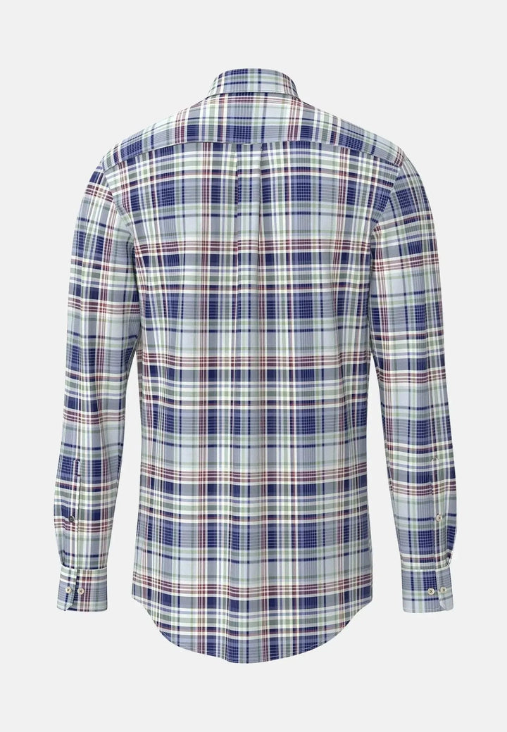 Fynch - Hatton Washed Oxford Check Button Down Shirt Berry 15088670-415-S