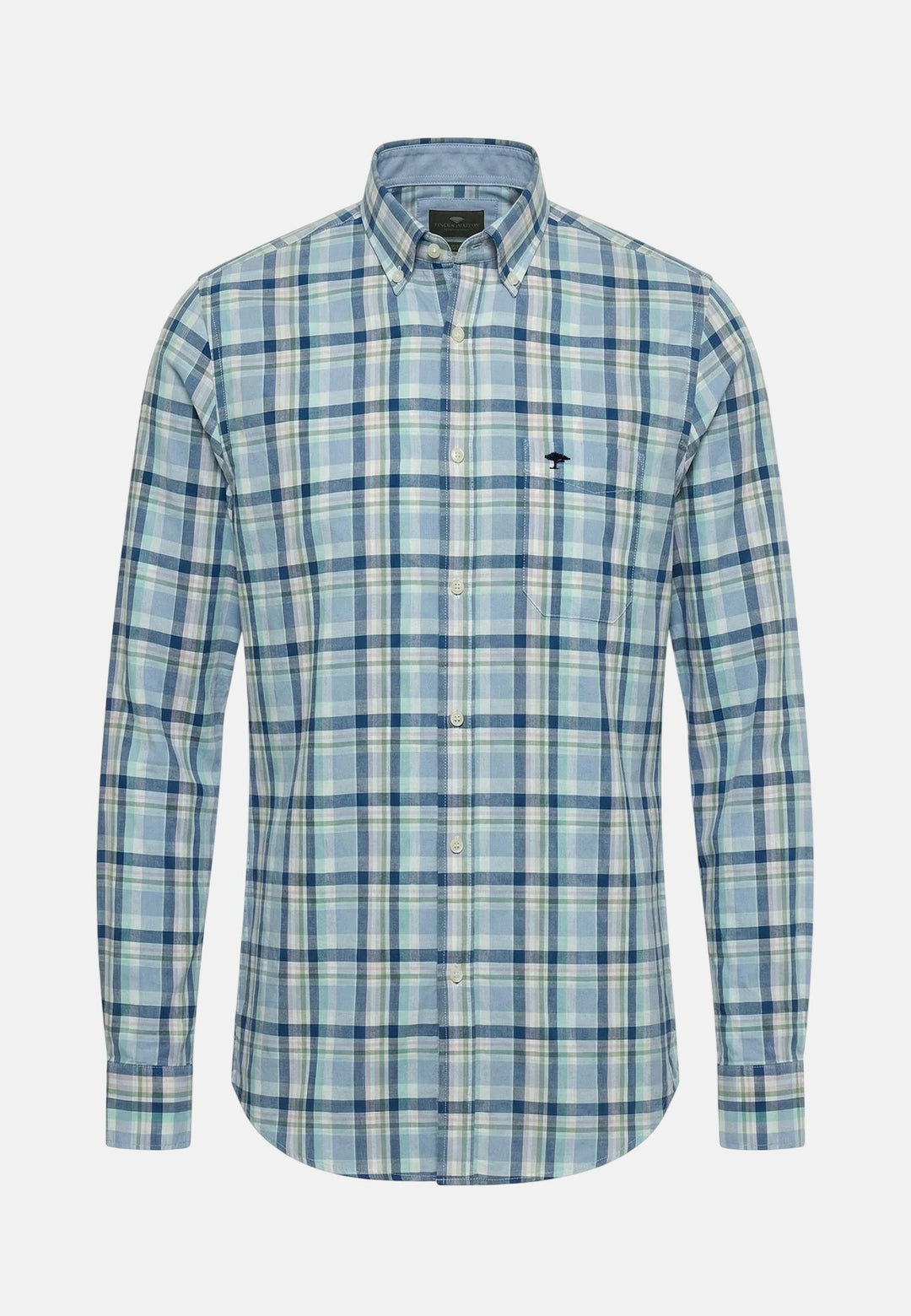 Fynch - Hatton Washed Oxford Check Button Down Shirt Mint - 16138410-744-M - fynch - hatton.co.uk