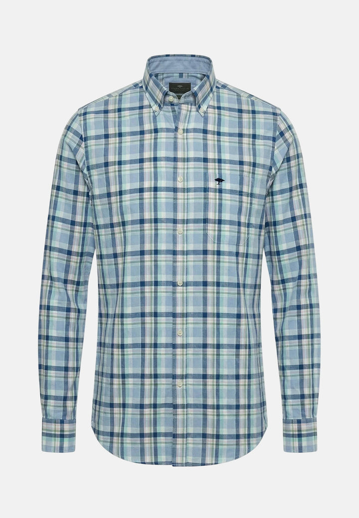 Fynch - Hatton Washed Oxford Check Button Down Shirt Mint - 16138410-744-M - fynch - hatton.co.uk
