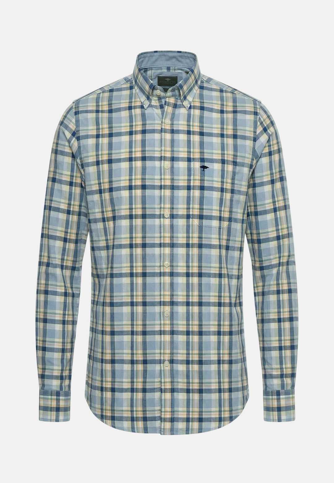 Fynch - Hatton Washed Oxford Check Button Down Shirt Pale Yellow - 16138410-113-M - fynch - hatton.co.uk