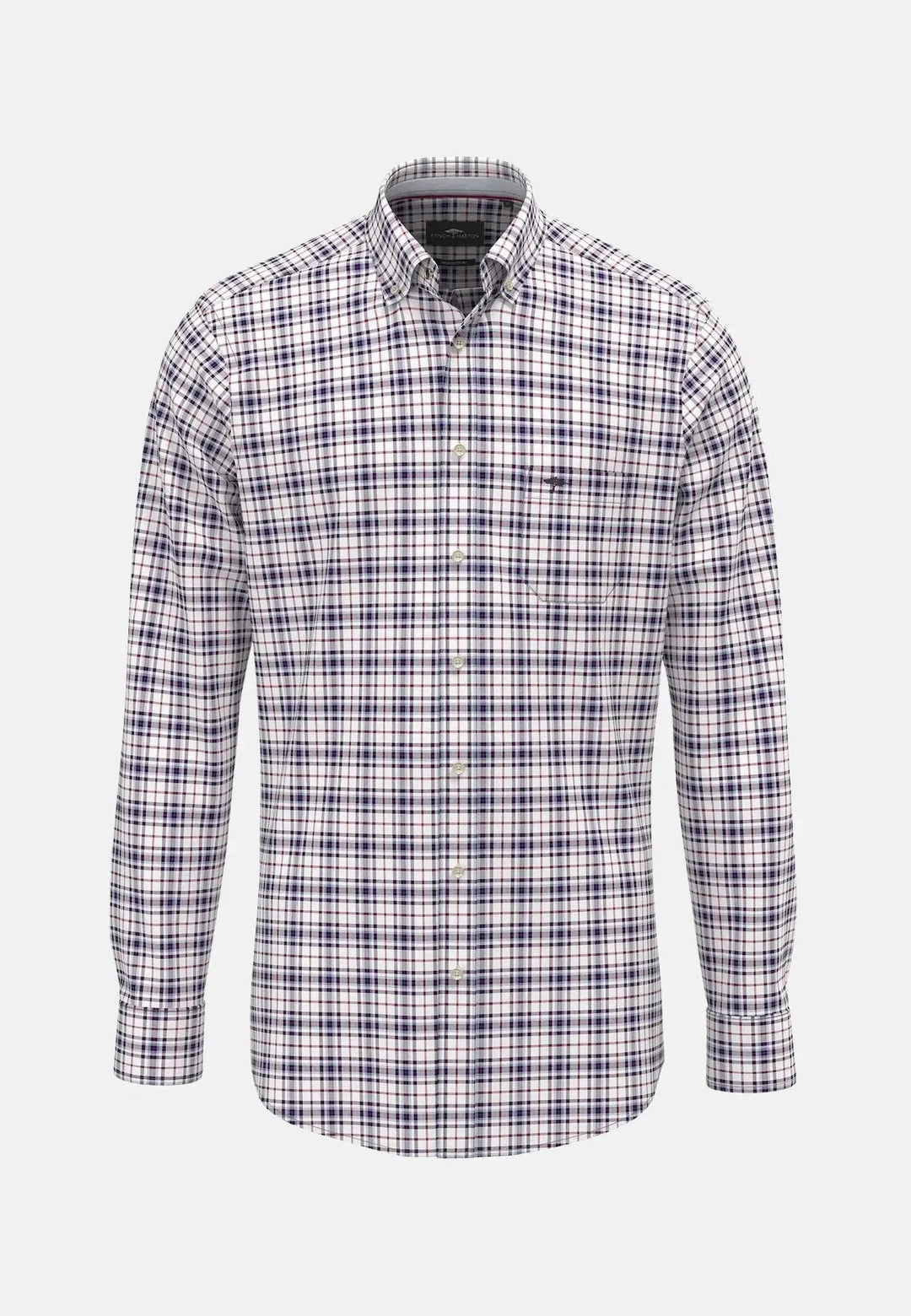 Fynch - Hatton Washed Oxford Check Shirt Aubergine - 15128090-342-S - fynch - hatton.co.uk