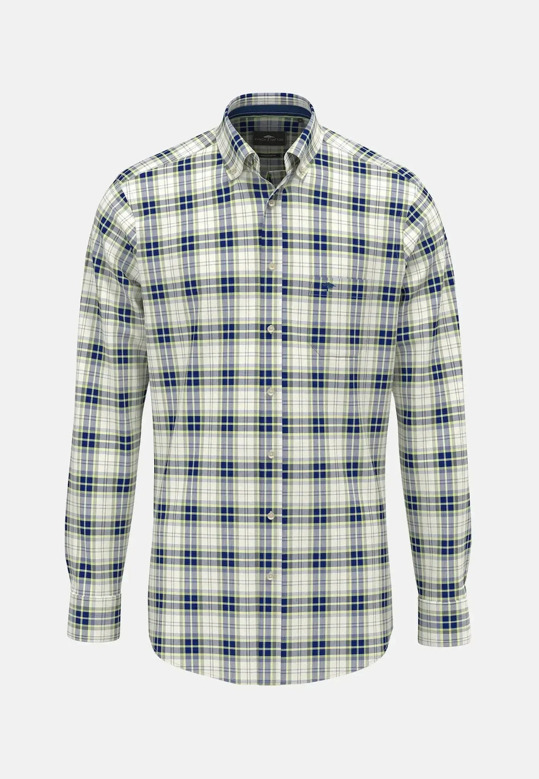 Fynch - Hatton Washed Oxford Check Shirt Harbour Blue - 15128100-654-S - fynch - hatton.co.uk