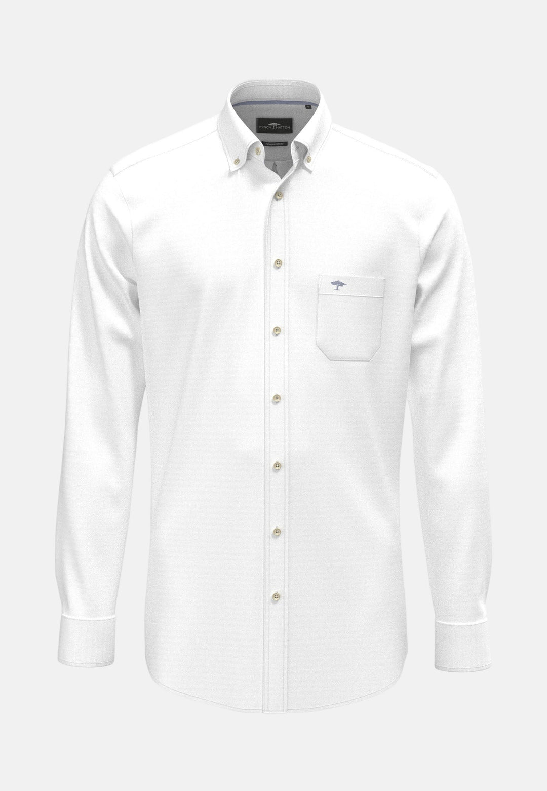 Fynch - Hatton Washed Oxford Solid Button Down Shirt White - 16138400-802-M - fynch - hatton.co.uk