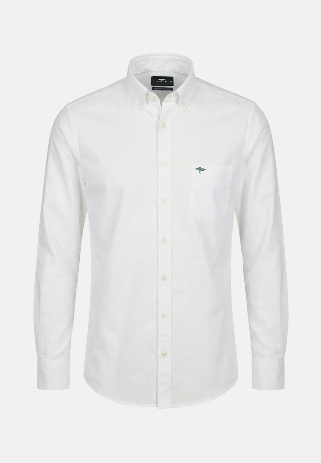 Fynch - Hatton Washed Oxford Solid Button Down Shirt White 16138400-802-M