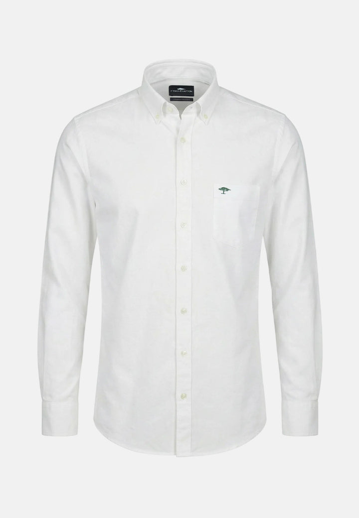 Fynch - Hatton Washed Oxford Solid Button Down Shirt White 16138400-802-M