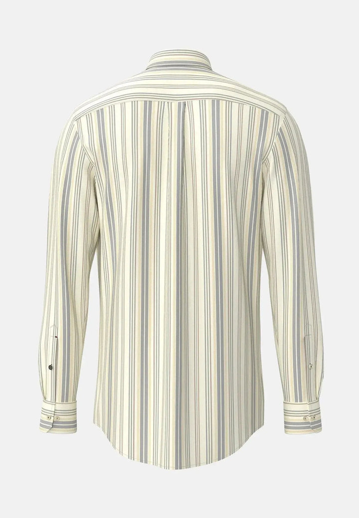Fynch - Hatton Washed Oxford Stripe Button Down Shirt Deep Merlot 15098840-368-M
