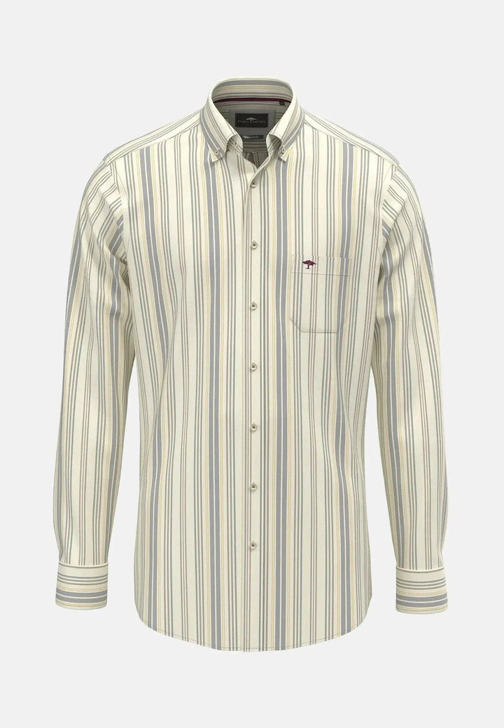 Fynch - Hatton Washed Oxford Stripe Button Down Shirt Deep Merlot 15098840-368-M