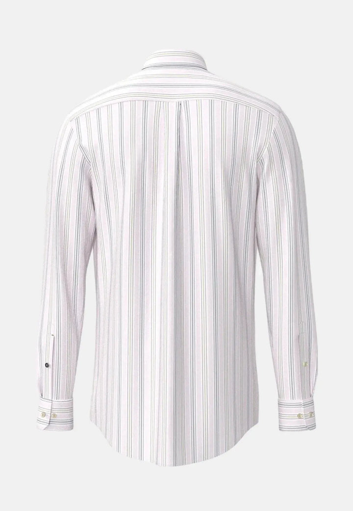 Fynch - Hatton - Washed Oxford Stripe Button Down Shirt Magnolia - 16028280-464-M