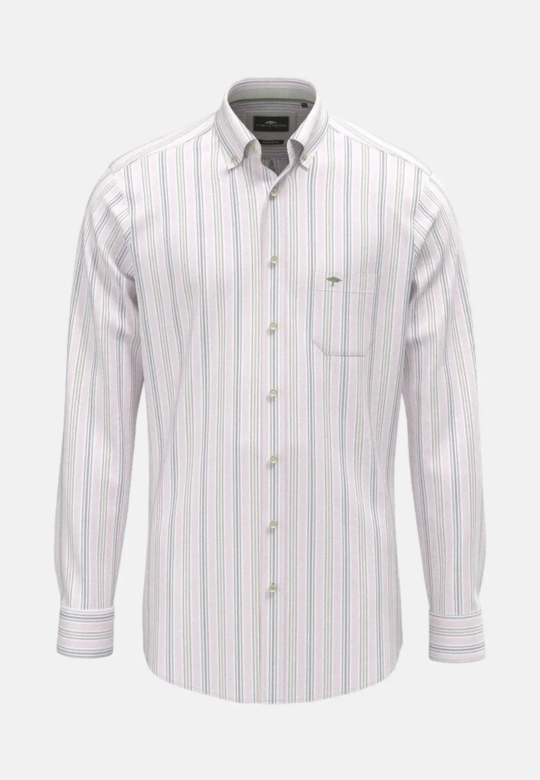 Fynch - Hatton - Washed Oxford Stripe Button Down Shirt Magnolia - 16028280-464-M