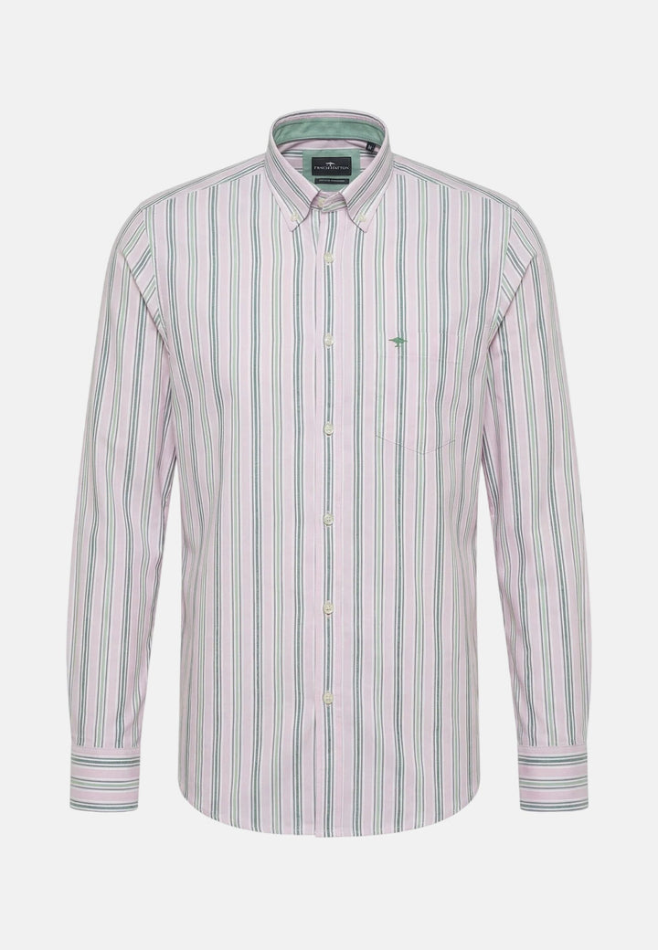 Fynch - Hatton Washed Oxford Stripe Shirt Magnolia - 16028280-464-M - fynch - hatton.co.uk