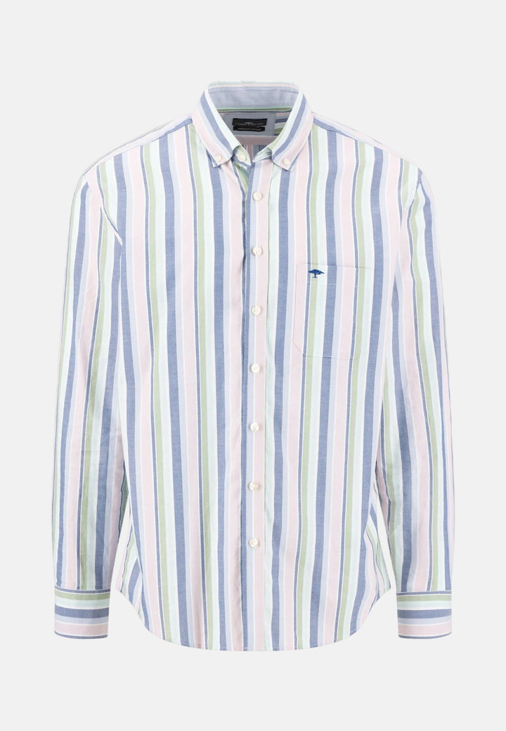 Fynch - Hatton Washed Oxford Striped Button Down Shirt Mint - 16138420-744-M - fynch - hatton.co.uk