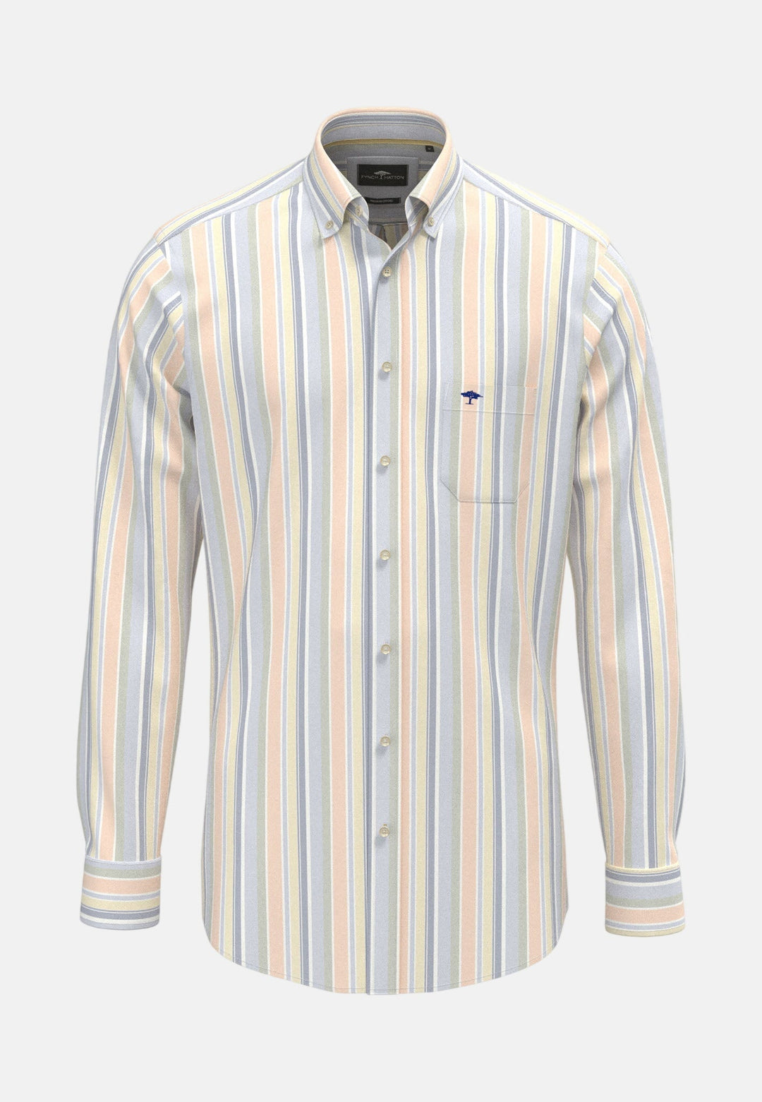 Fynch - Hatton Washed Oxford Striped Button Down Shirt Pale Yellow - 16138420-113-M - fynch - hatton.co.uk