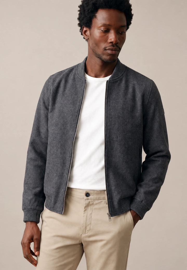 Fynch-Hatton Wool Blend Bomber Jacket Charcoal 16092427-998-M