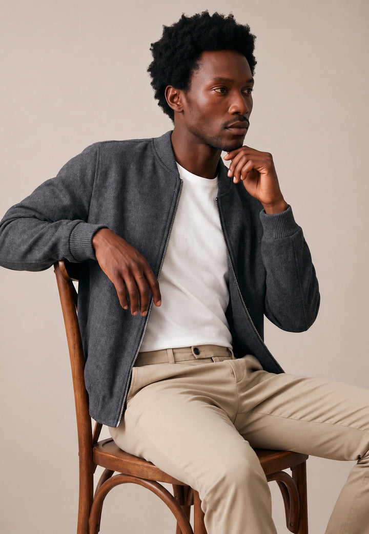 Fynch-Hatton Wool Blend Bomber Jacket Charcoal 16092427-998-M