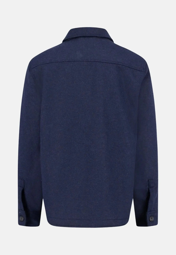 Fynch - Hatton Wool Blend Melange Overshirt Dark Navy - 15102508-688-S - fynch - hatton.co.uk