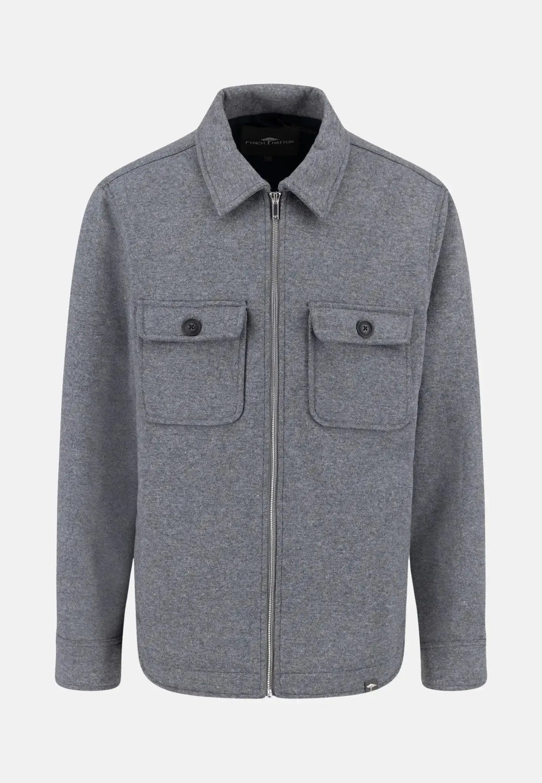 Fynch - Hatton Wool Blend Melange Overshirt Steel - 15102508-936-S - fynch - hatton.co.uk