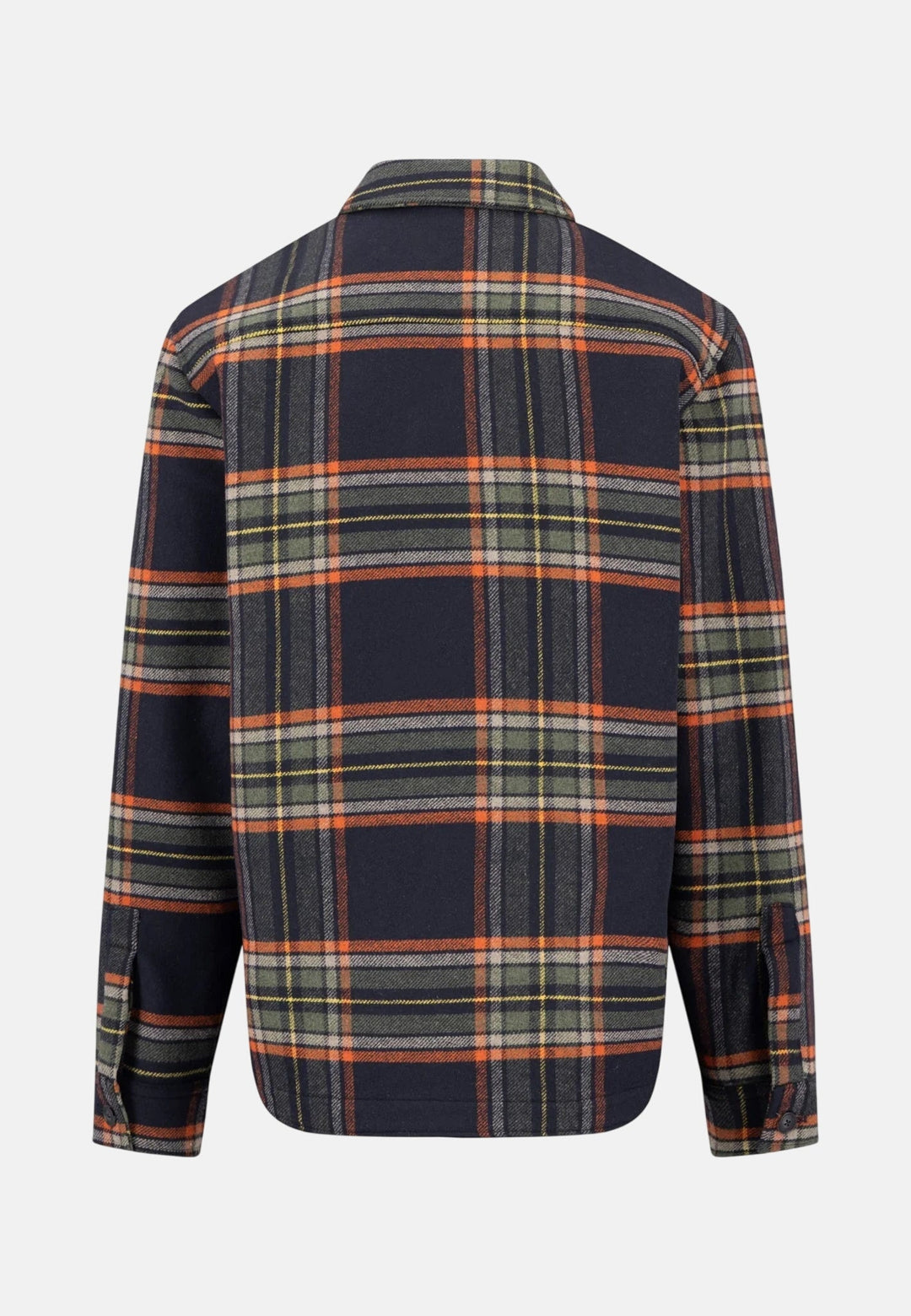 Fynch-Hatton Wool Blend Patch Pocket Check Overshirt Dark Navy 16092426-688-M