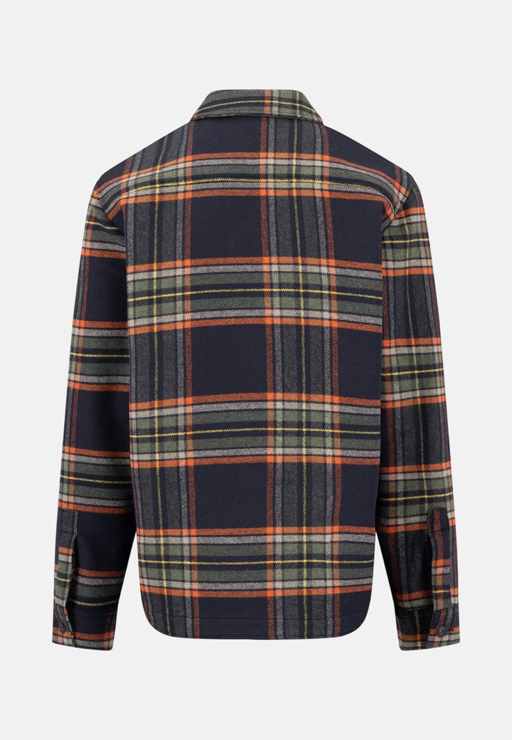 Fynch-Hatton Wool Blend Patch Pocket Check Overshirt Dark Navy 16092426-688-M