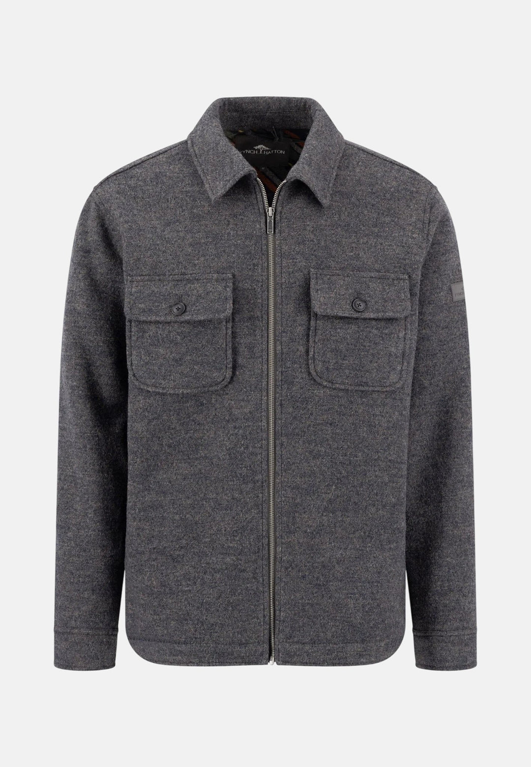 Fynch-Hatton Wool Blend Patch Pocket Zip Jacket Grey Melange 16092408-967-S