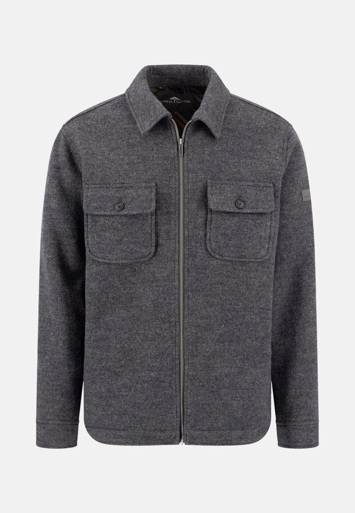 Fynch-Hatton Wool Blend Patch Pocket Zip Jacket Grey Melange 16092408-967-S