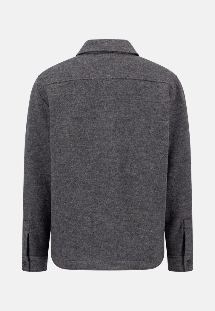 Fynch-Hatton Wool Blend Patch Pocket Zip Jacket Grey Melange 16092408-967-S