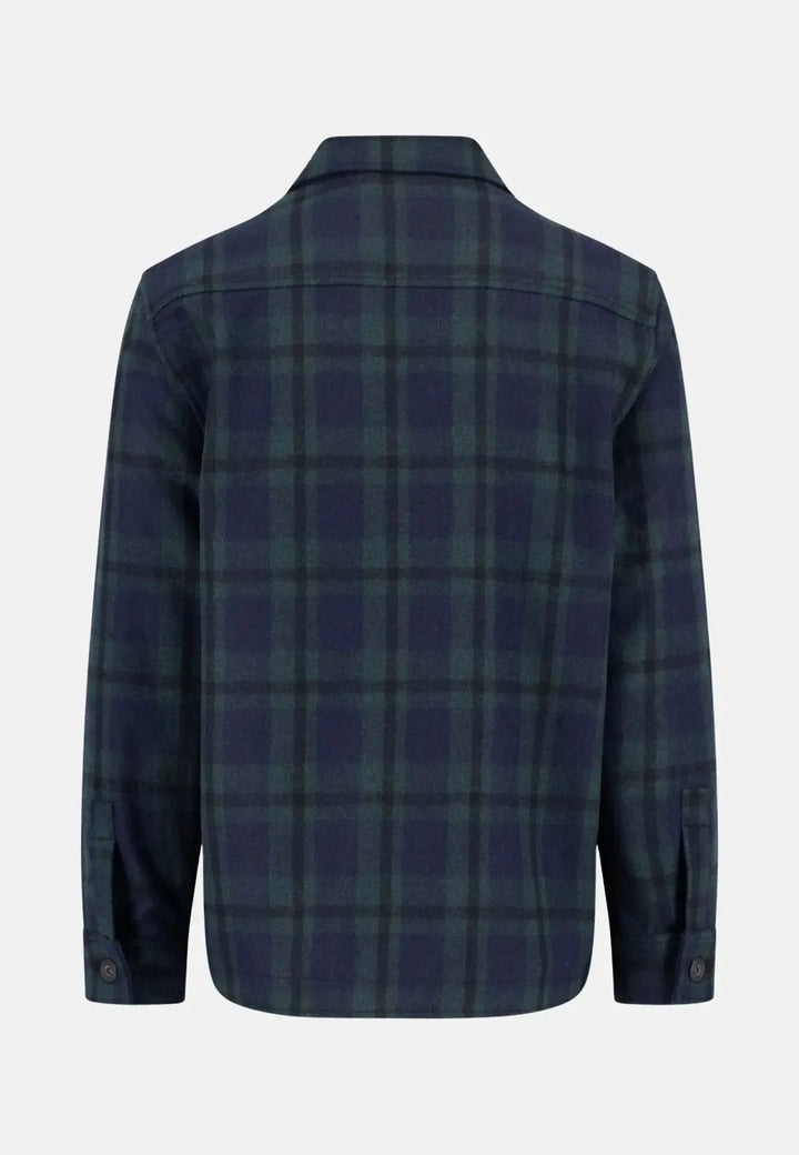 Fynch - Hatton Wool Mix Checked Overshirt Dark Navy - 15102507-688-S - fynch - hatton.co.uk