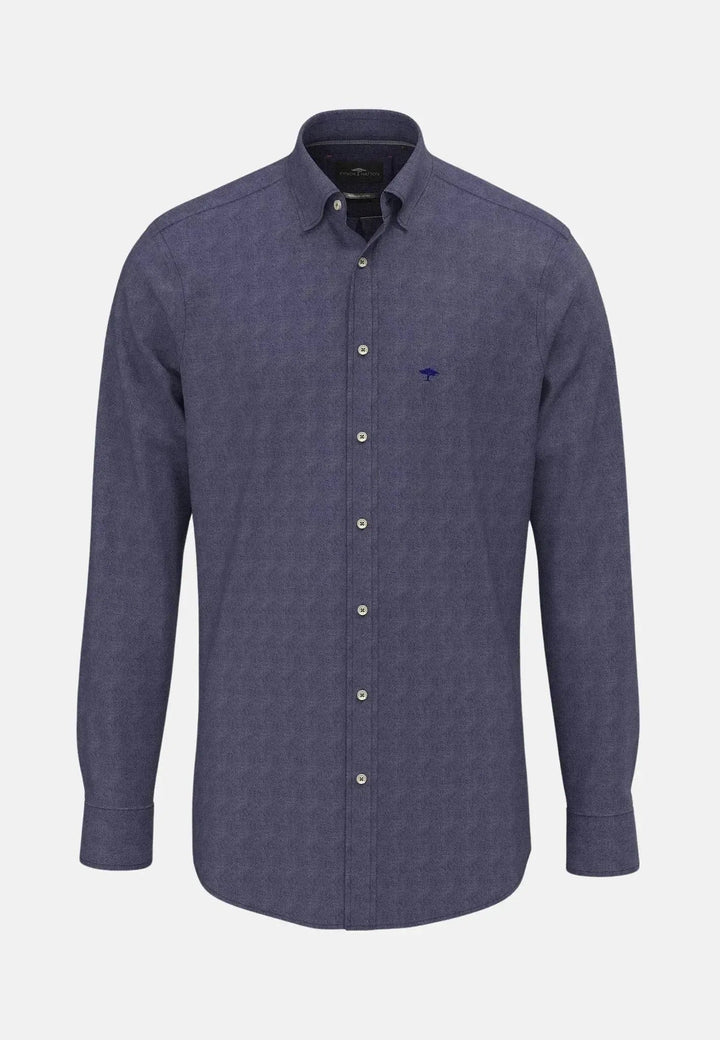 Fynch - Hatton Woven Pattern Kent Collar Denim Shirt Navy 15098033-685-M