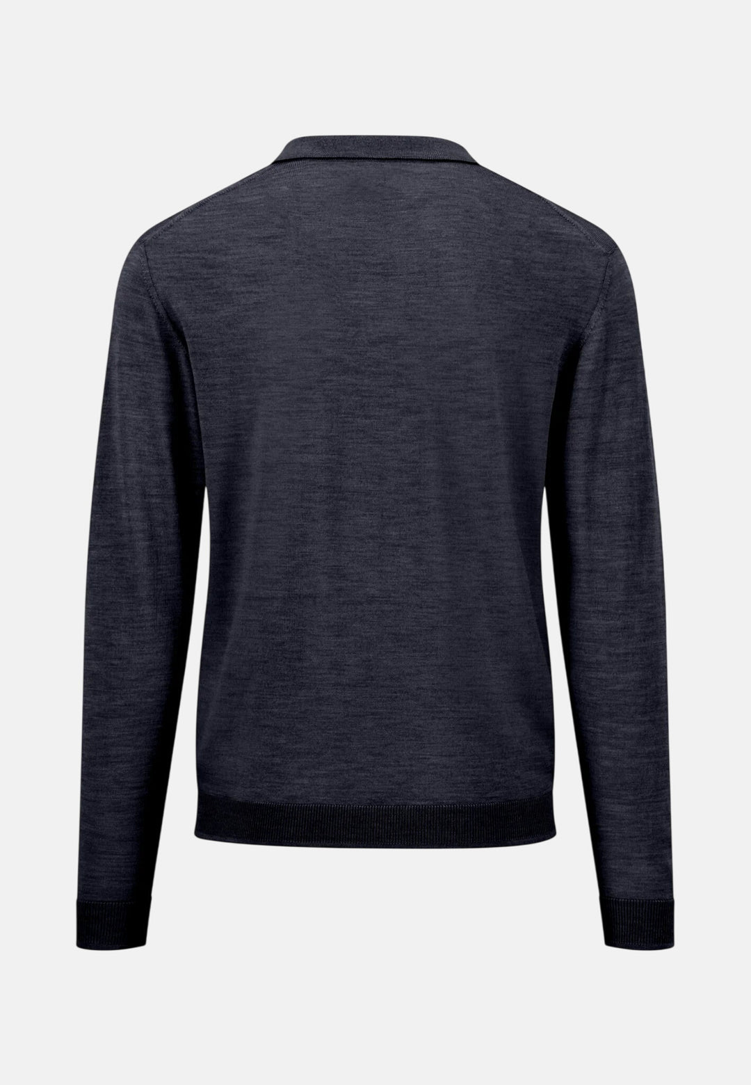 Merino Wool Fine Gauge Polo Collar Knit Navy
