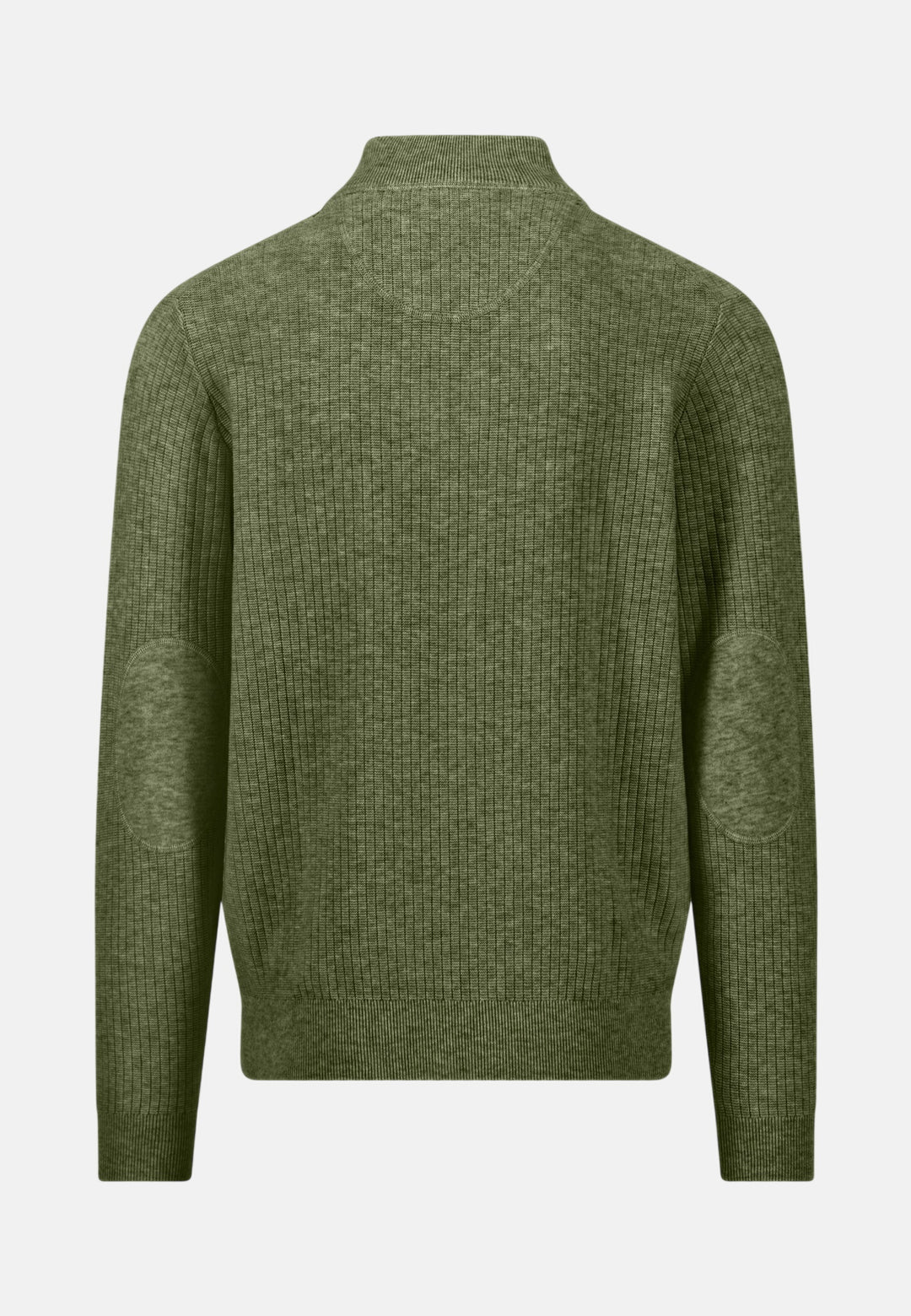 Ribbed Cotton 1/4 Zip Knit Moss