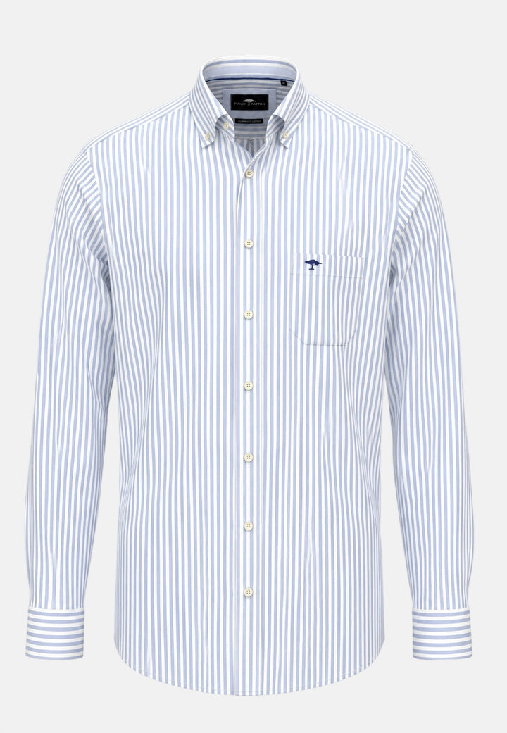 All Season Poplin Stripe Button Down Shirt Light Blue