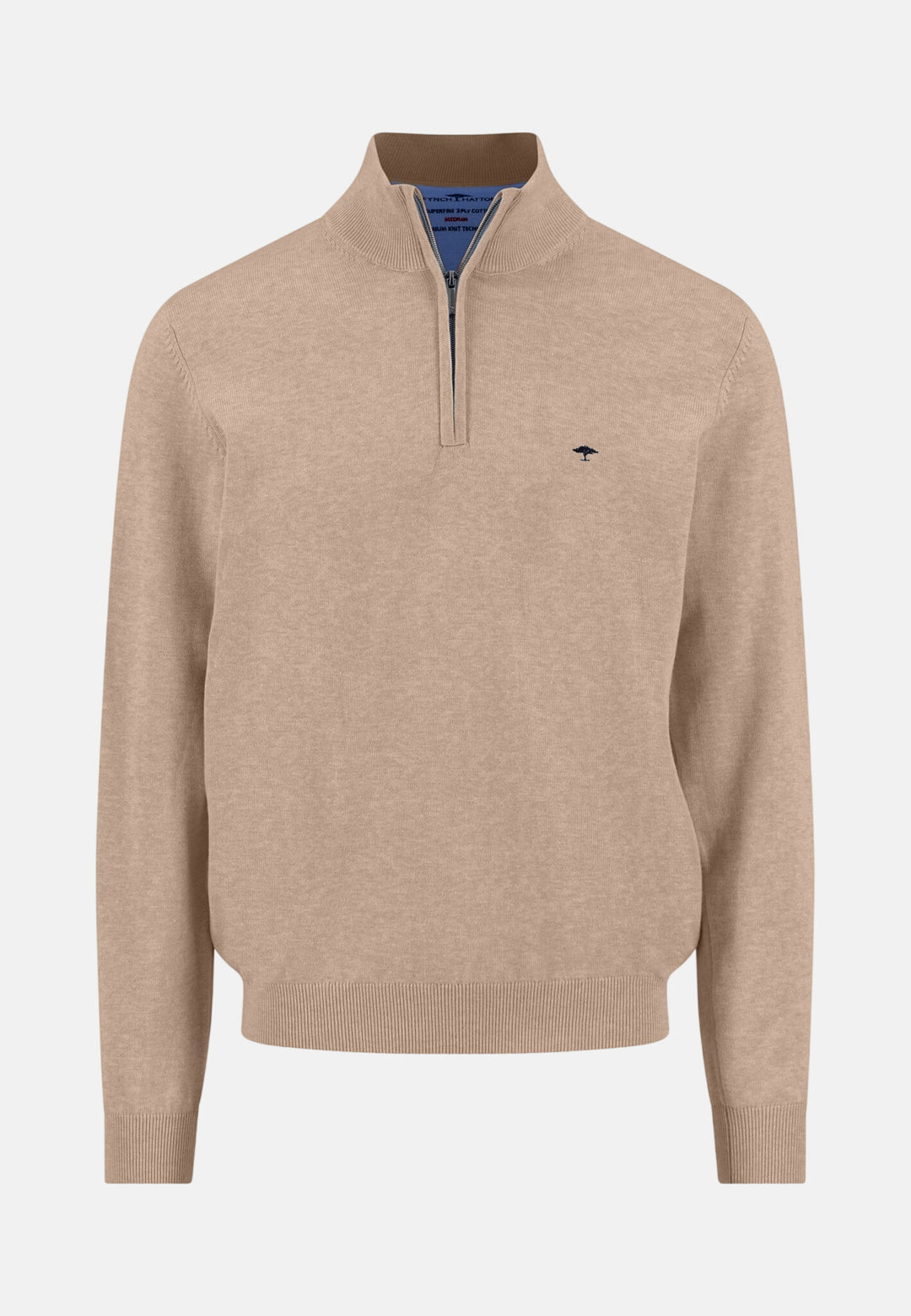 Fine Knit Cotton 1/4 Zip Sweater Taupe
