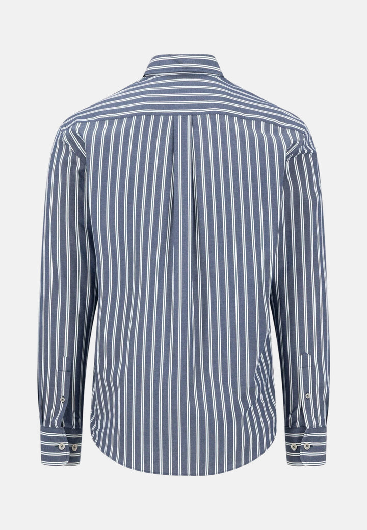 Striped Twill Button Down Shirt Teal