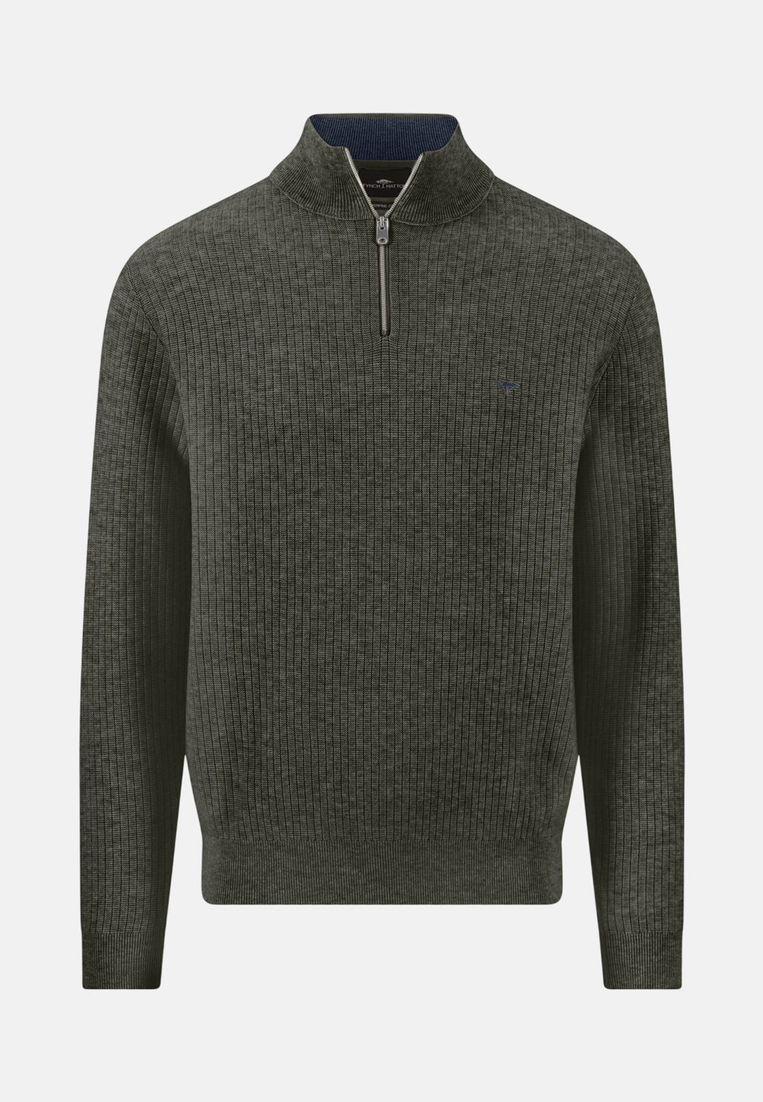 Ribbed Cotton 1/4 Zip Knit Cypress