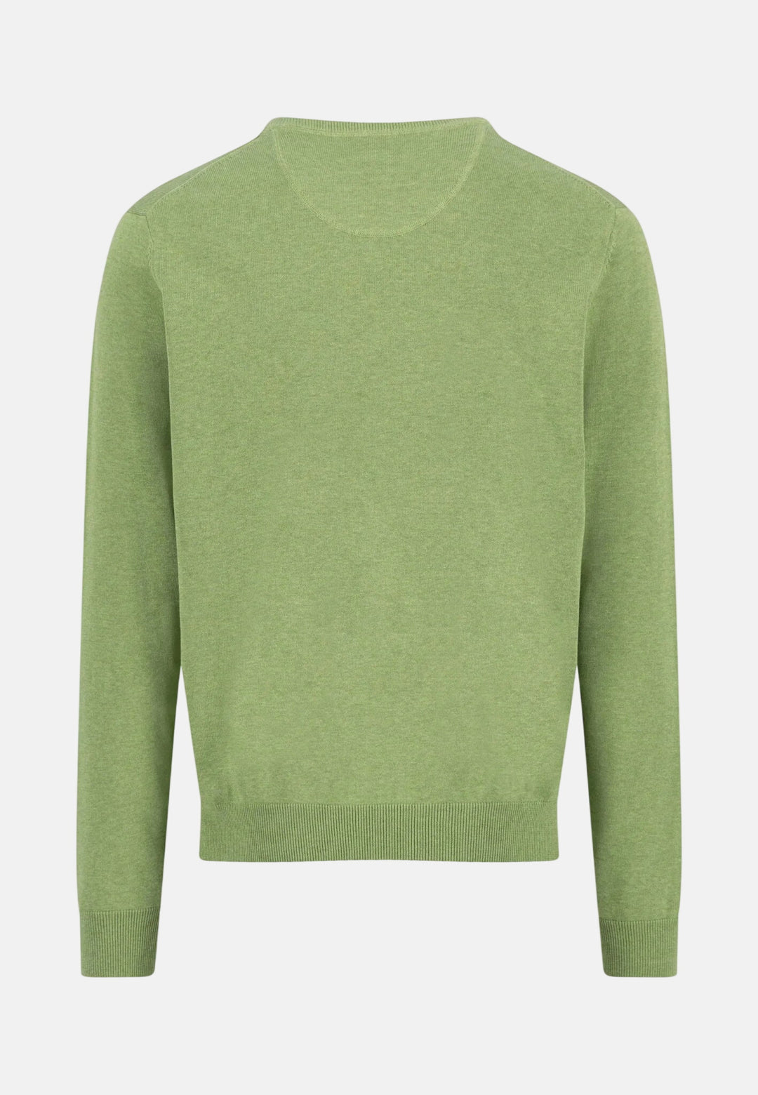 V-Neck Fine Knit Cotton Sweater Avocado