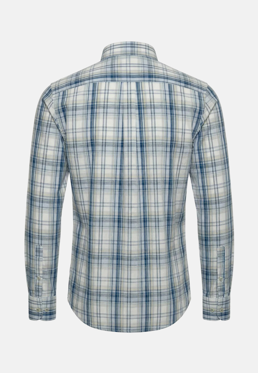 Cotton Check Button Down Shirt Harbour Blue
