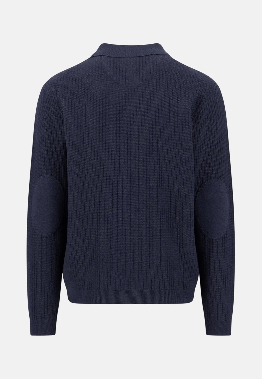 Ribbed Fine Knit Cotton Cardigan Navy