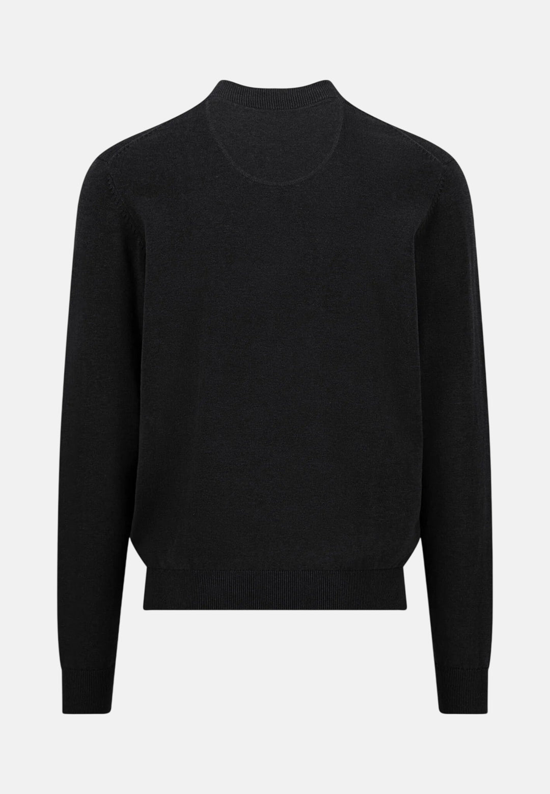 Fine Knit Cotton Zip Cardigan Black